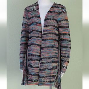 🆕JOHN PAUL RICHARD Lightweight Openwork Melange Cardigan. So Colorful & Fun!